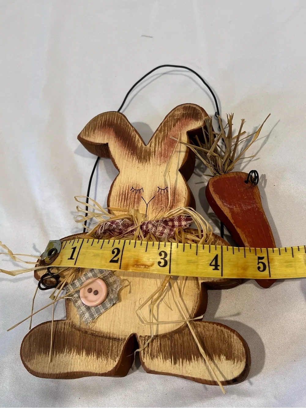 Primitive Wooden Bunny with Carrot Wall Decor